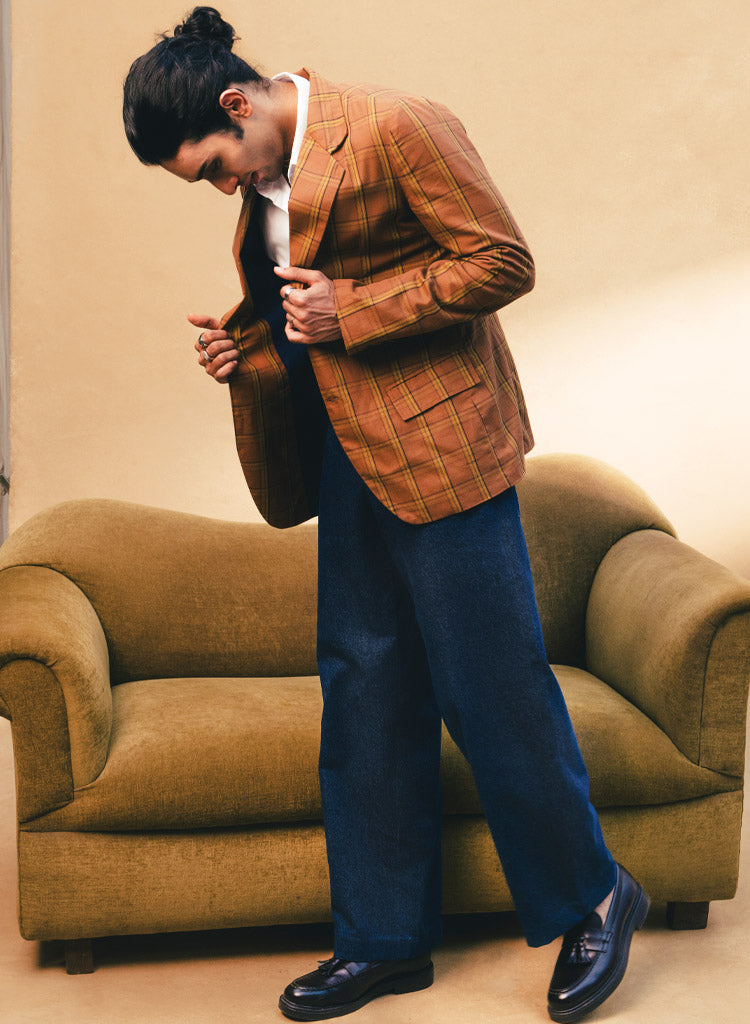 Brown Check Blazer M / Rust Brown Check Blazer M / Rust