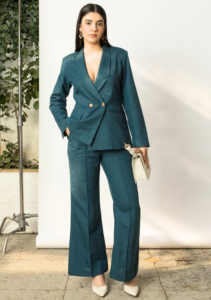 Outfit Womens Double Breasted Pant Suit Double Breasted Blazer Set
