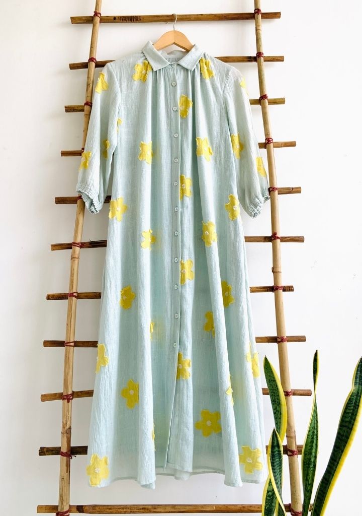 green floral dress urban outfitters Always The One Blue Floral Toile Shift Dress, X-Large - The Mint Julep Boutique main image 1