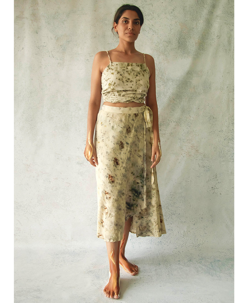 Silk Adjustable Wrap Midi Skirt main image 1