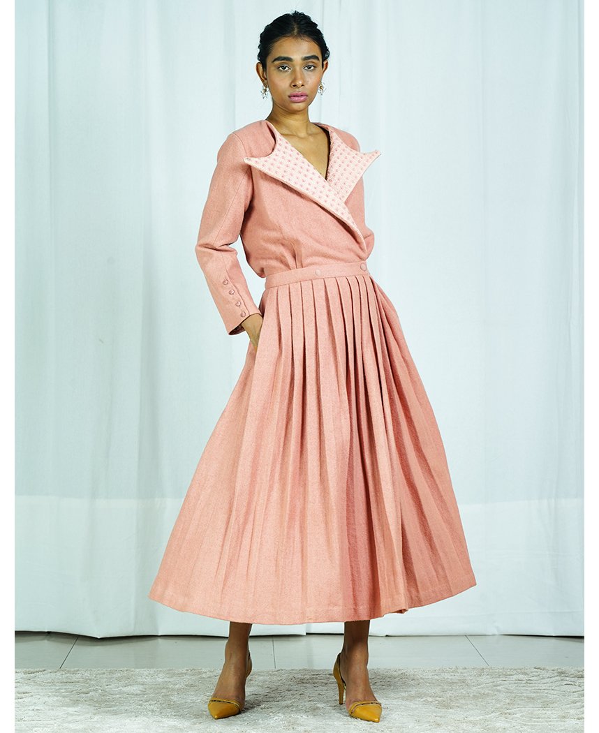 Pleated Coat Dress –