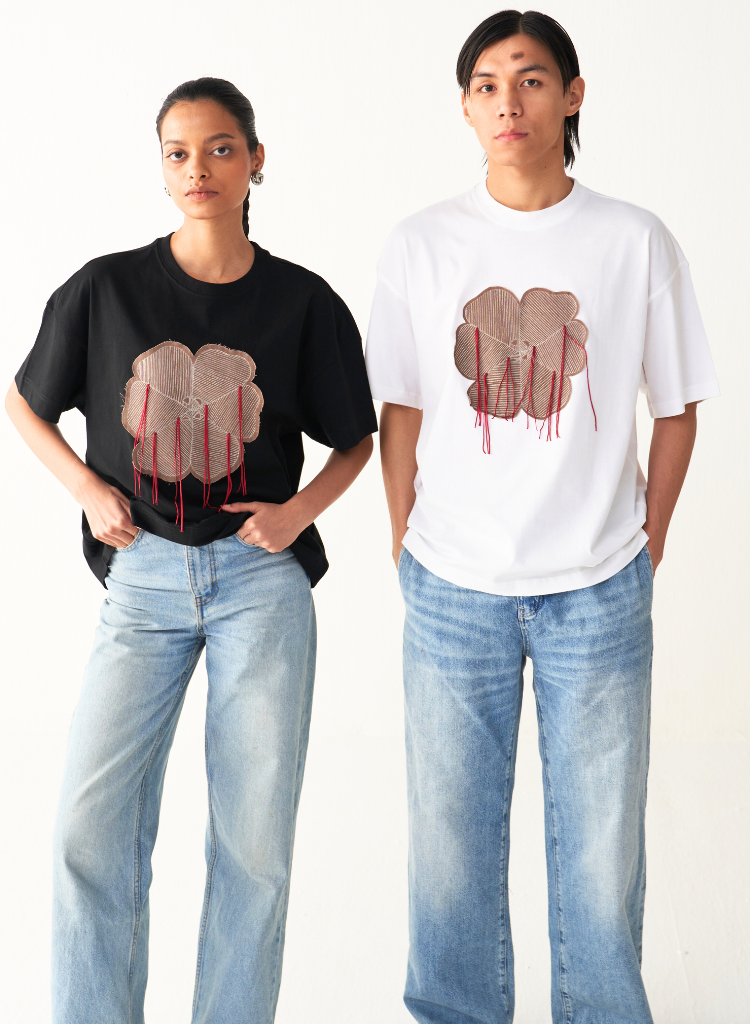 Floral Fringe Patch T-shirt