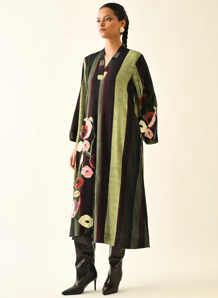 Moss Stripes A-line Dress