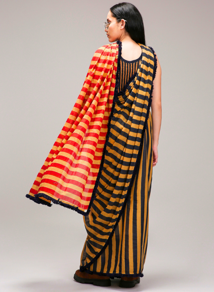Tan Striped Saree