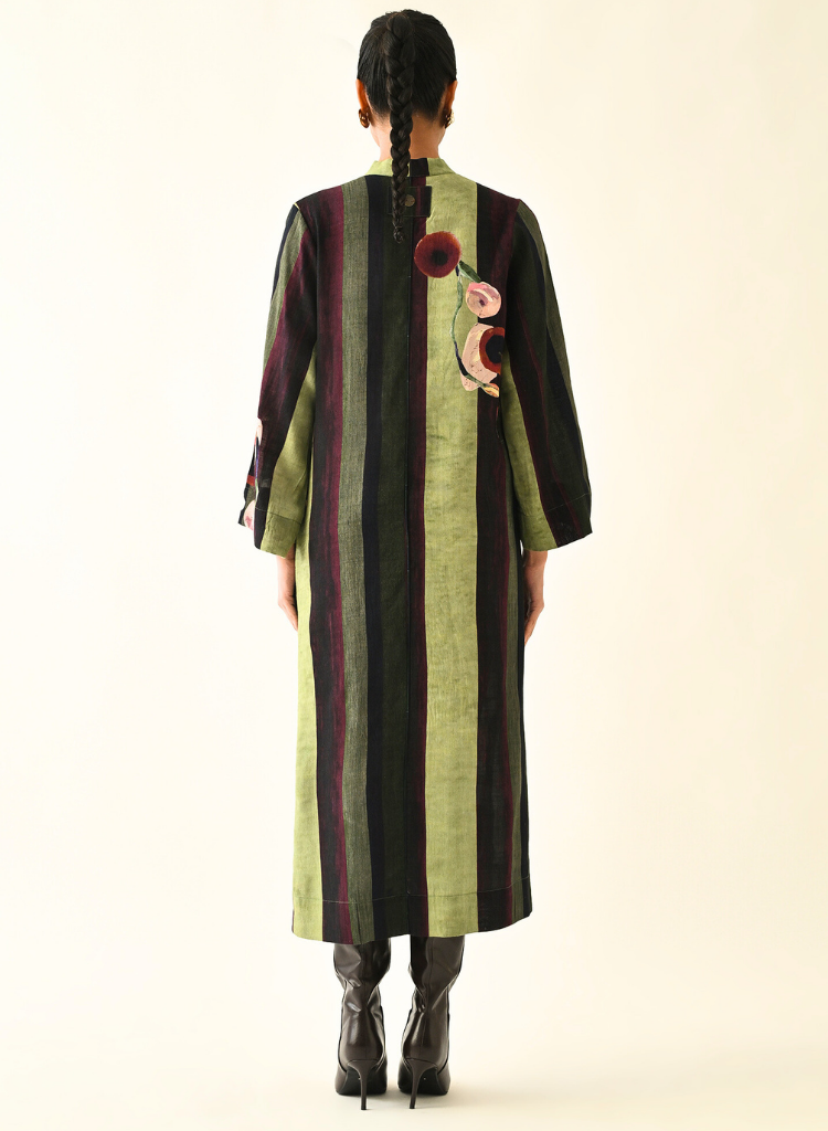 Moss Stripes A-line Dress