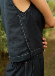 Pinecone Black Crop Top