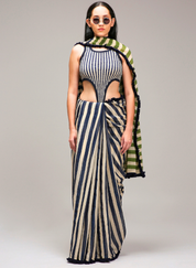 Egg Shell Saree Bodysuit Set