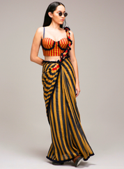 Tan Corset Saree Set