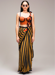 Tan Trench Saree Set