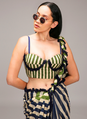 Egg Shell Corset Saree Set