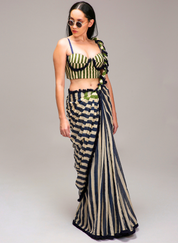 Egg Shell Corset Saree Set