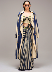 Egg Shell Trench Saree Set