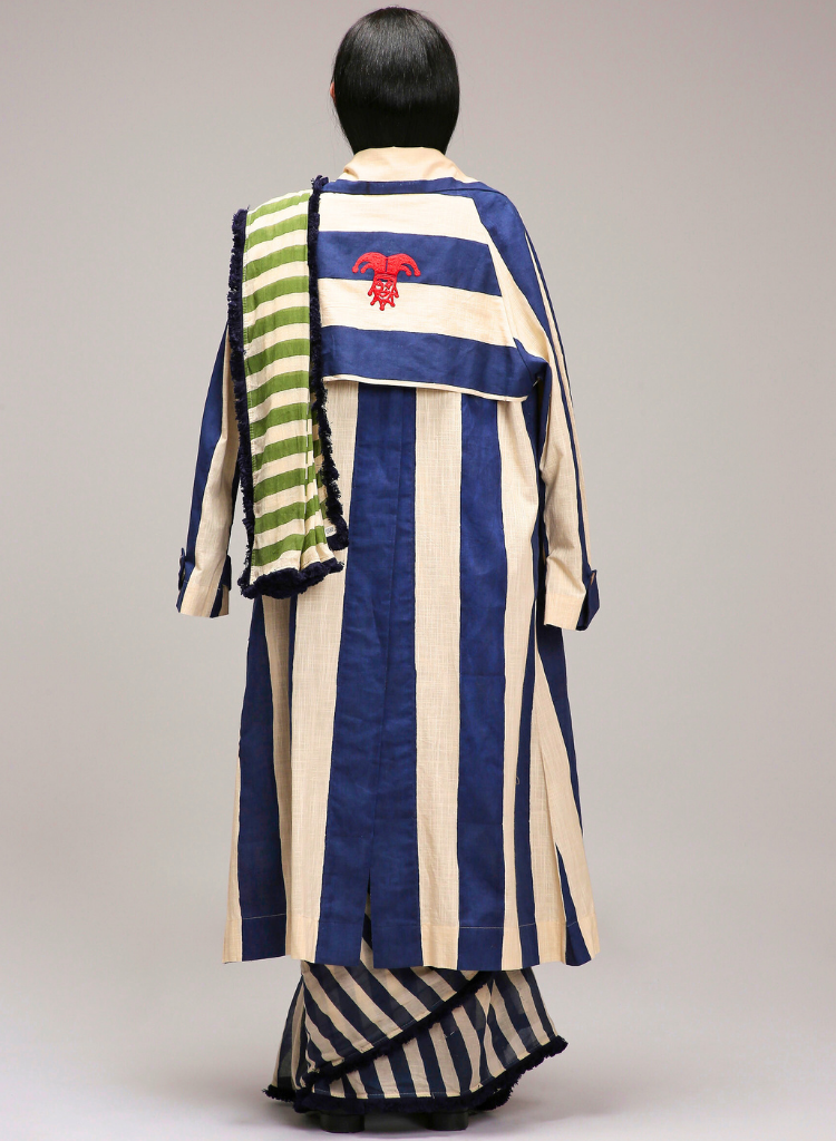 Egg Shell Trench Saree Set