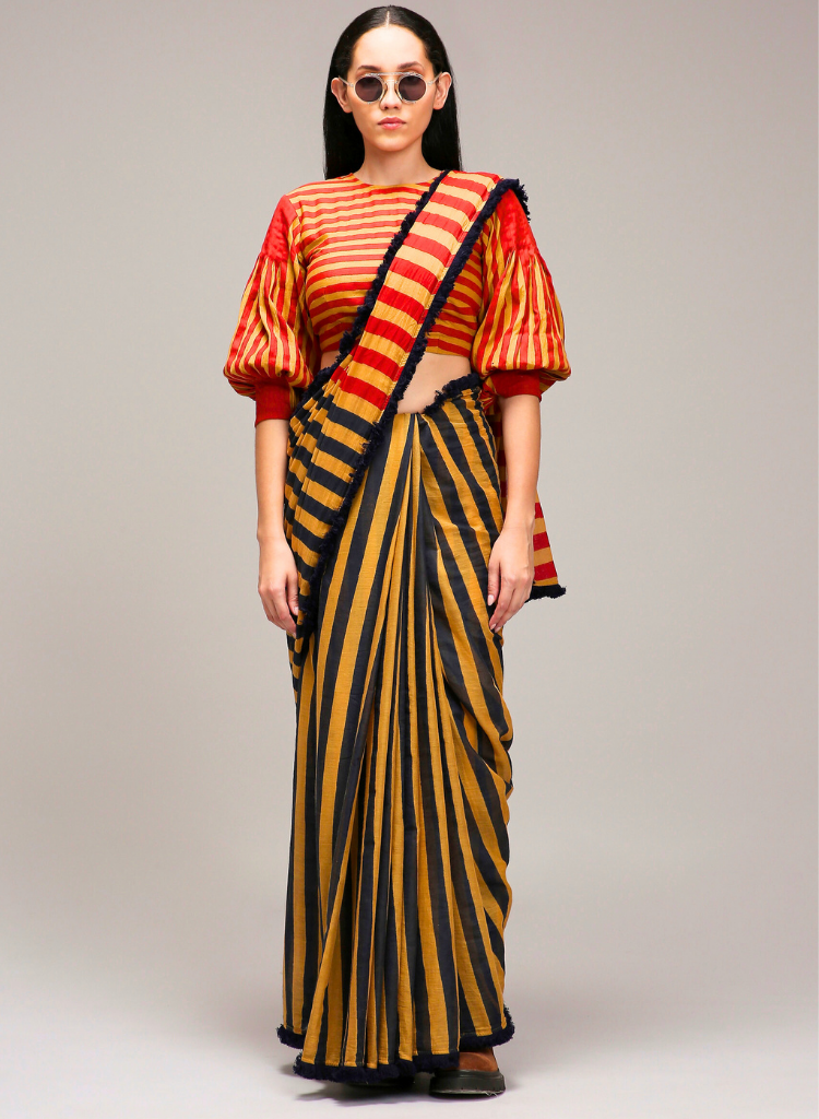 Egg Shell Saree Crop Set