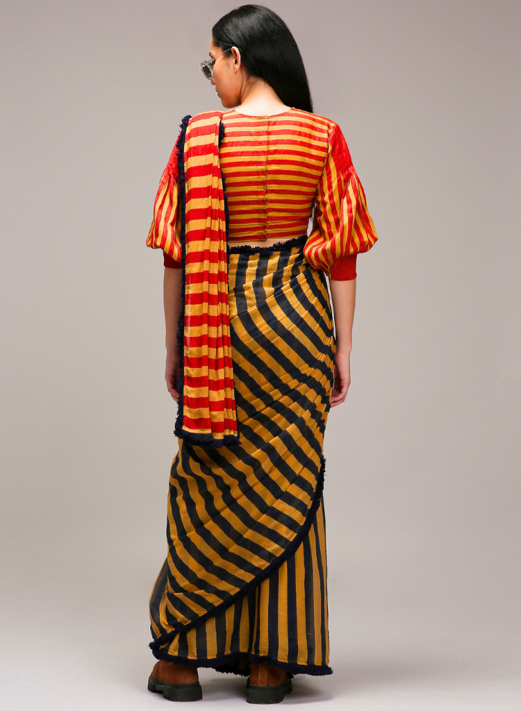 Egg Shell Saree Crop Set