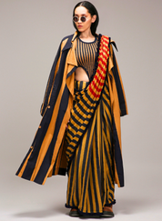 Tan Saree Trench Set