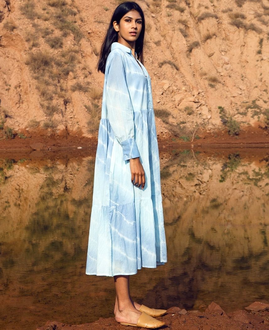 Vivid Tangerine and red shibori print cotton dress materials online with  cotton dupatta | Kiran's Boutique