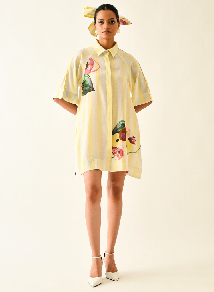 Bloomstripe Shirt A-line Dress