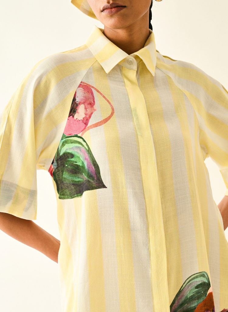 Bloomstripe Shirt A-line Dress