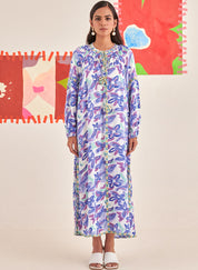 Abstract Gardenia Kaftan Dress