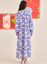 Abstract Gardenia Kaftan Dress