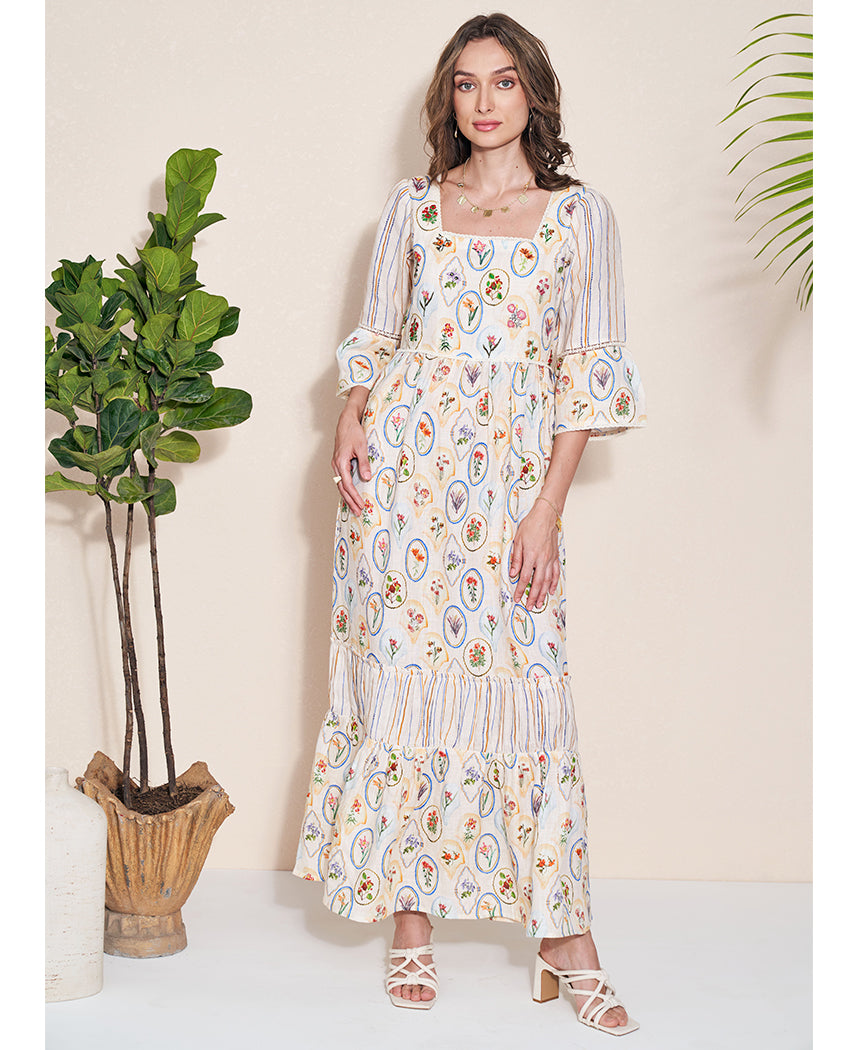 adelie puff sleeve midi dress Pozruh | Adelie Ivory Maxi Dress