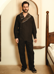 Arrow Collar Black Shirt