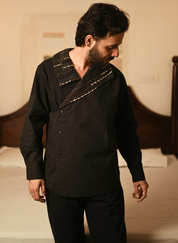 Arrow Collar Black Shirt