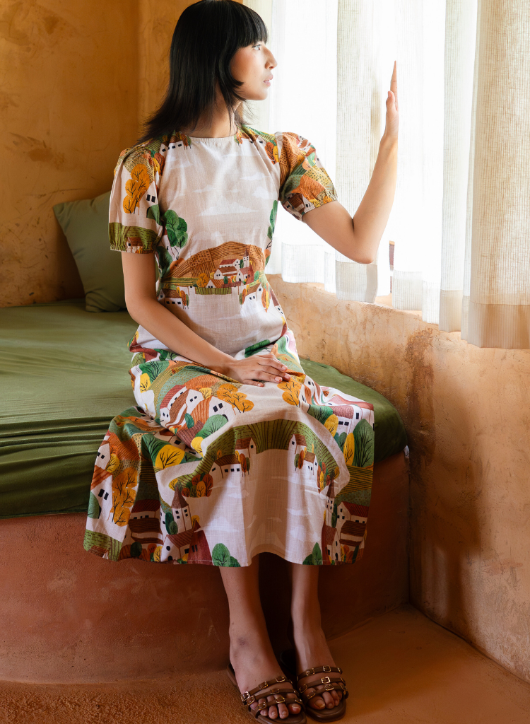 Autumn Love Puff Sleeve Dress