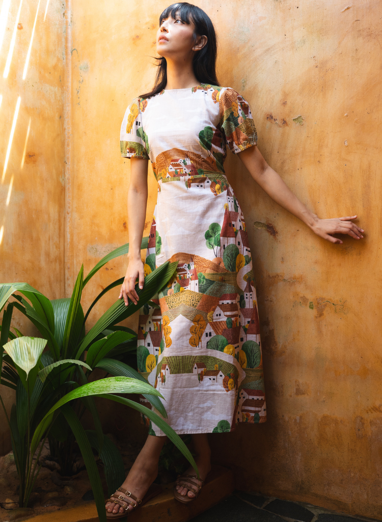 Autumn Love Puff Sleeve Dress