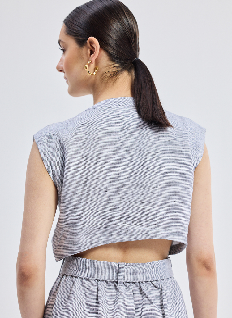 Back Cut Out Linen Dress