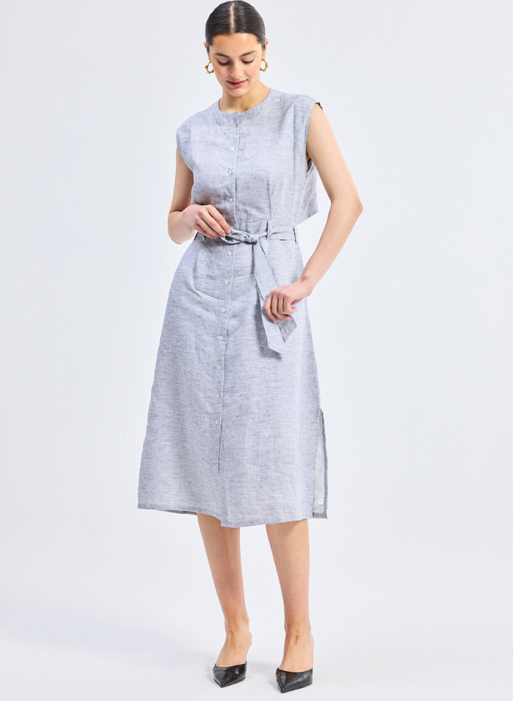 Back Cut Out Linen Dress