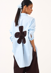 Back Floral Drawstring Shirt