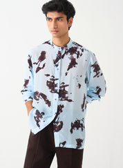 Band Collar Printed Shirt