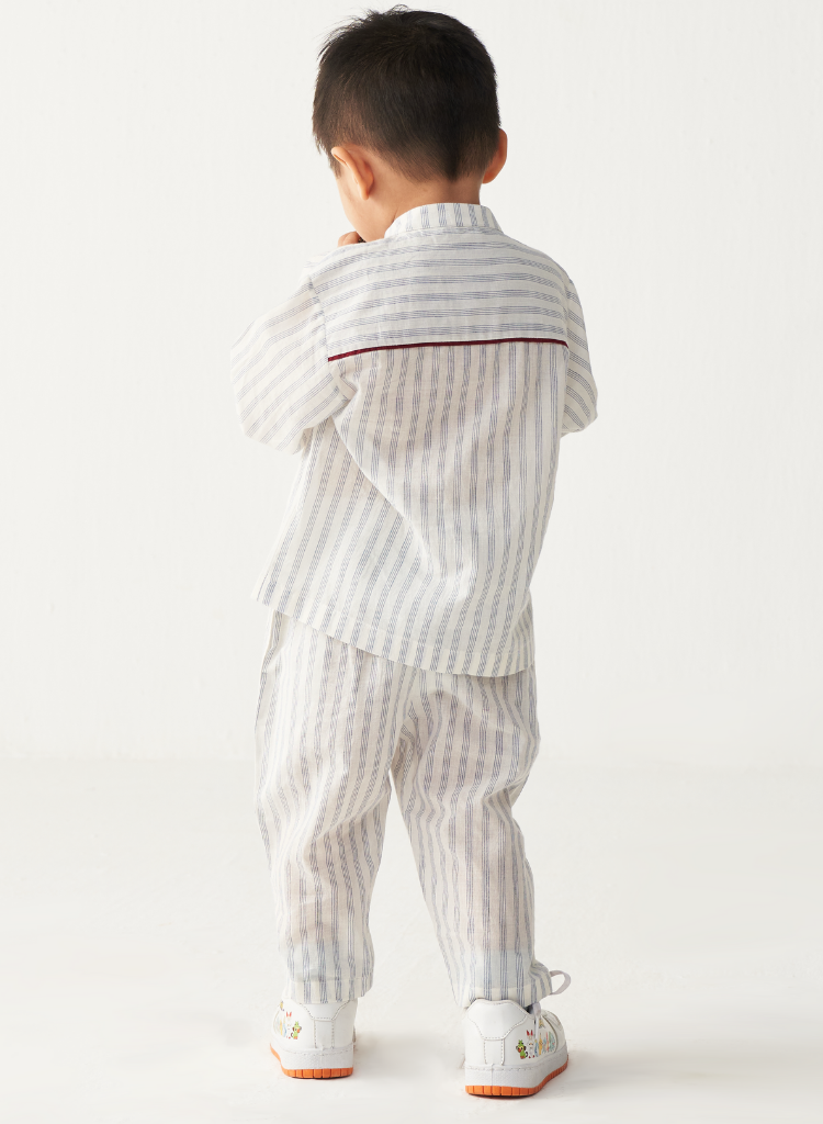 Band Collar Shirt Set