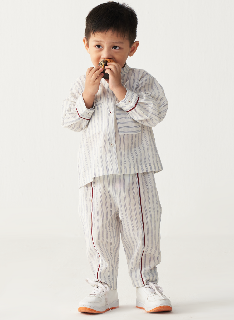 Band Collar Shirt Set