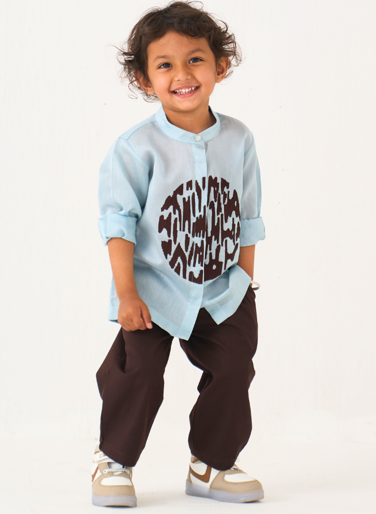 Band Collar Shirt Set