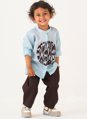 Band Collar Shirt Set