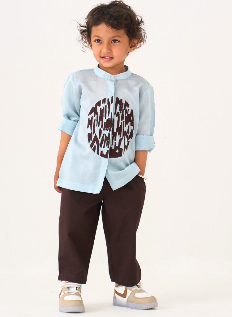 Band Collar Shirt Set