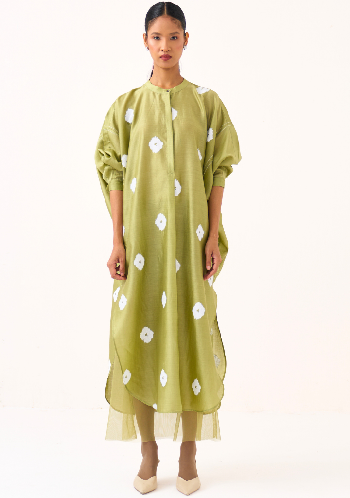Block Print Bat Sleeve Dress