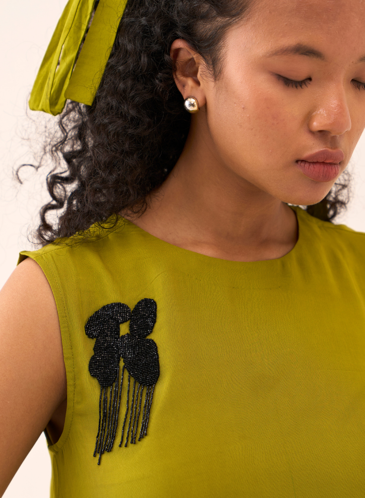 Beaded Bottom Frill Dress