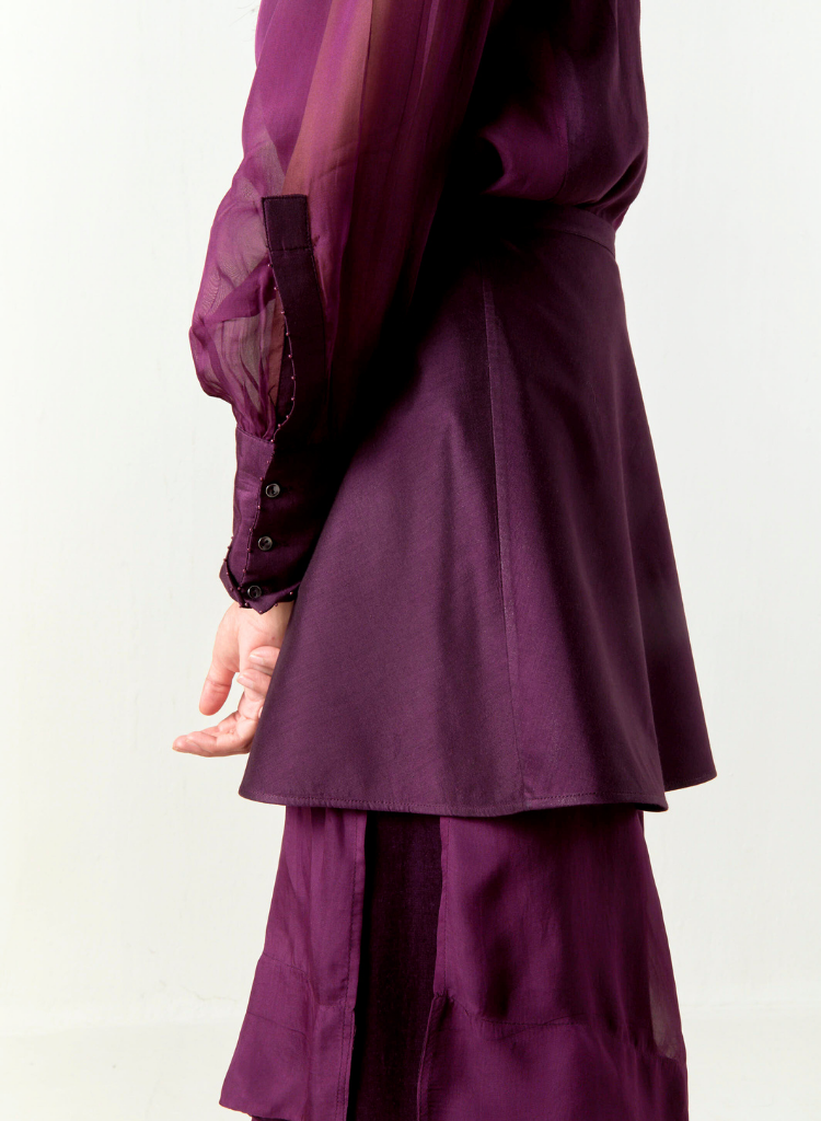 Beaded Collar Sheer Shirt Set