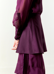 Beaded Collar Sheer Shirt Set