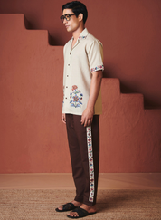 Beige Chintz Camp Collar Shirt