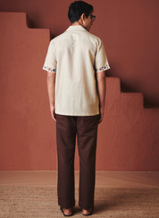 Beige Chintz Camp Collar Shirt