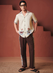 Beige Chintz Camp Collar Shirt