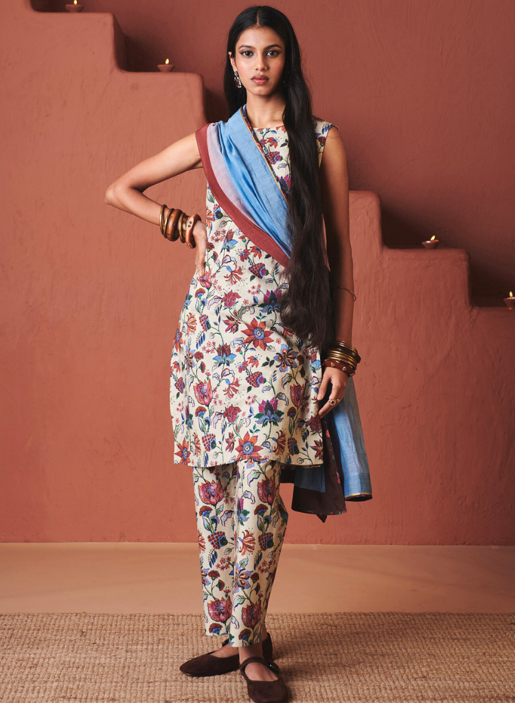 Beige Chintz Kurta Set