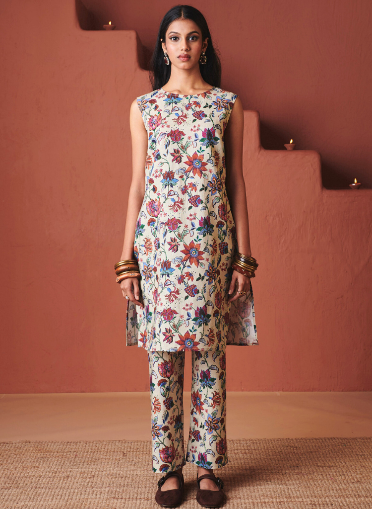 Beige Chintz Kurta Set