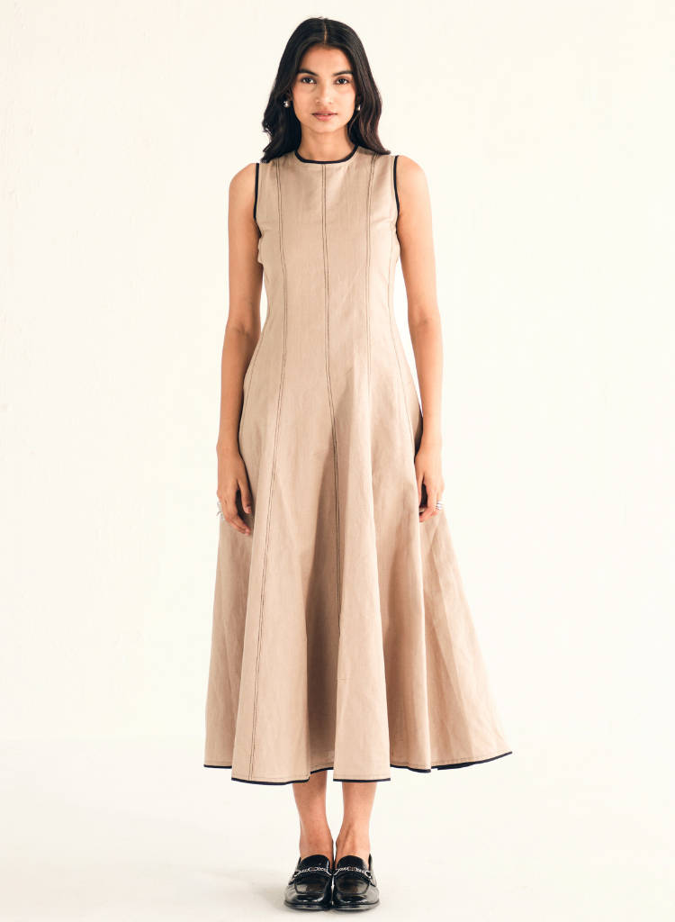Beige Linen Dress
