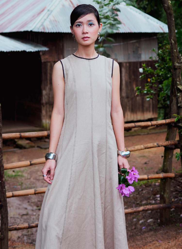 Beige Linen Dress